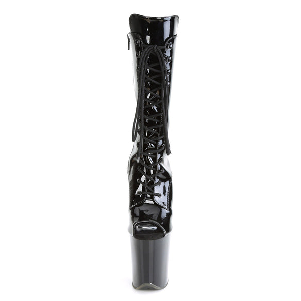8" Heel, 4" Pf Lace-up Glitter Ankle Boot, Side Zip Pleaser Pleaser FLAMINGO/1051