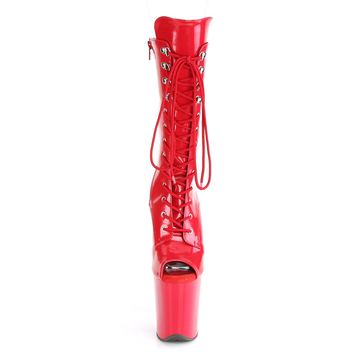 8" Heel, 4" Pf Lace-up Glitter Ankle Boot, Side Zip Pleaser Pleaser FLAMINGO/1051
