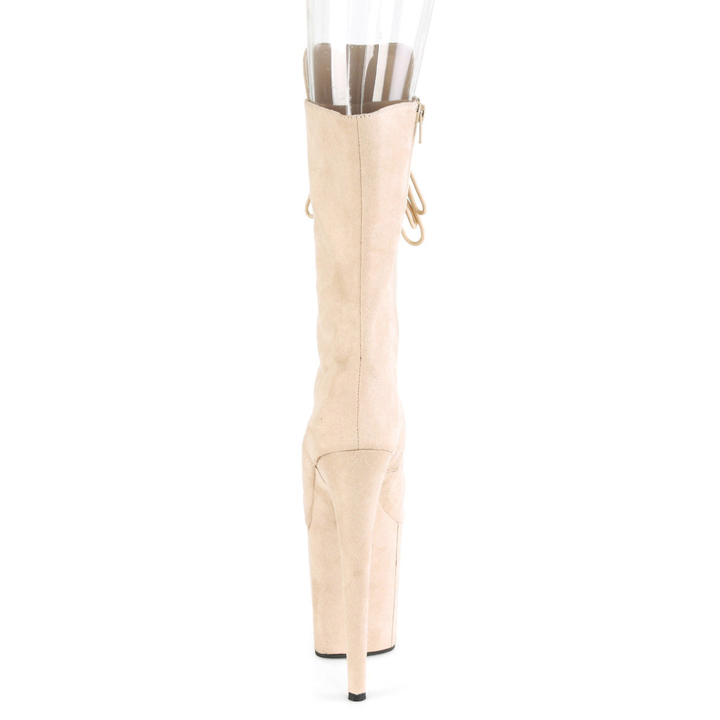 8" Heel, 4" Pf Peep Toe Lace-up Mid Calf Boot, Side Zip Pleaser Pleaser FLAMINGO/1051FS