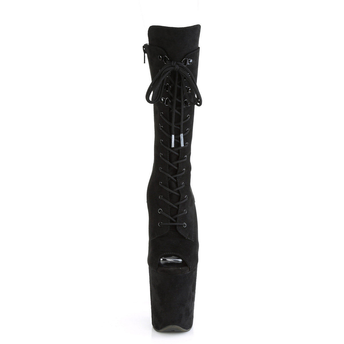 8" Heel, 4" Pf Peep Toe Lace-up Mid Calf Boot, Side Zip Pleaser Pleaser FLAMINGO/1051FS