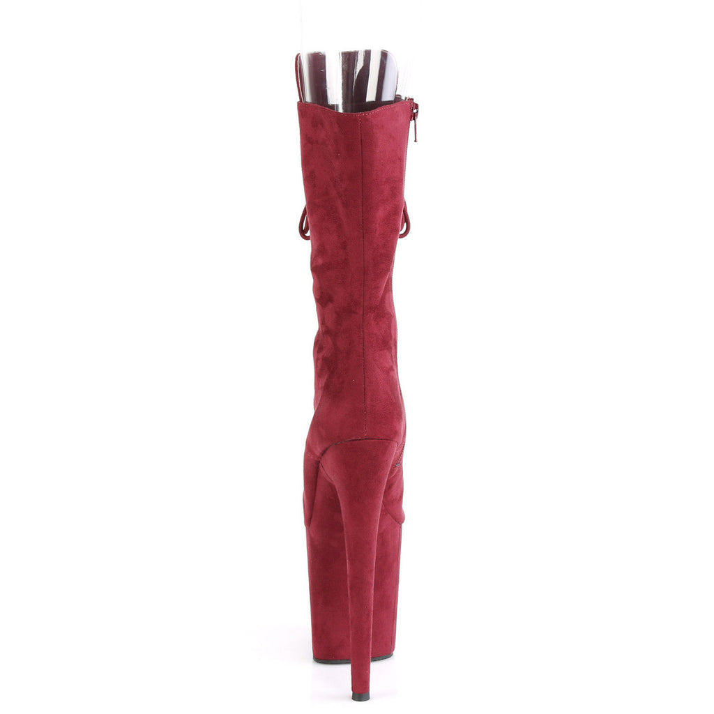 8" Heel, 4" Pf Peep Toe Lace-up Mid Calf Boot, Side Zip Pleaser  FLAMINGO/1051FS
