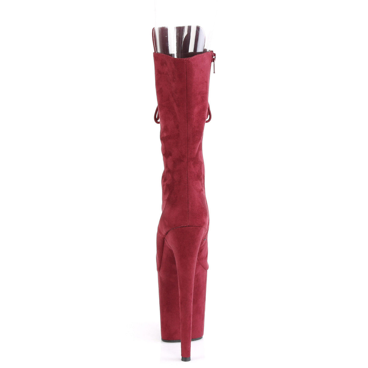 8" Heel, 4" Pf Peep Toe Lace-up Mid Calf Boot, Side Zip Pleaser  FLAMINGO/1051FS