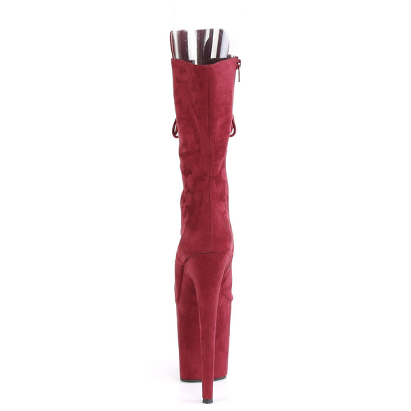 8" Heel, 4" Pf Peep Toe Lace-up Mid Calf Boot, Side Zip Pleaser  FLAMINGO/1051FS