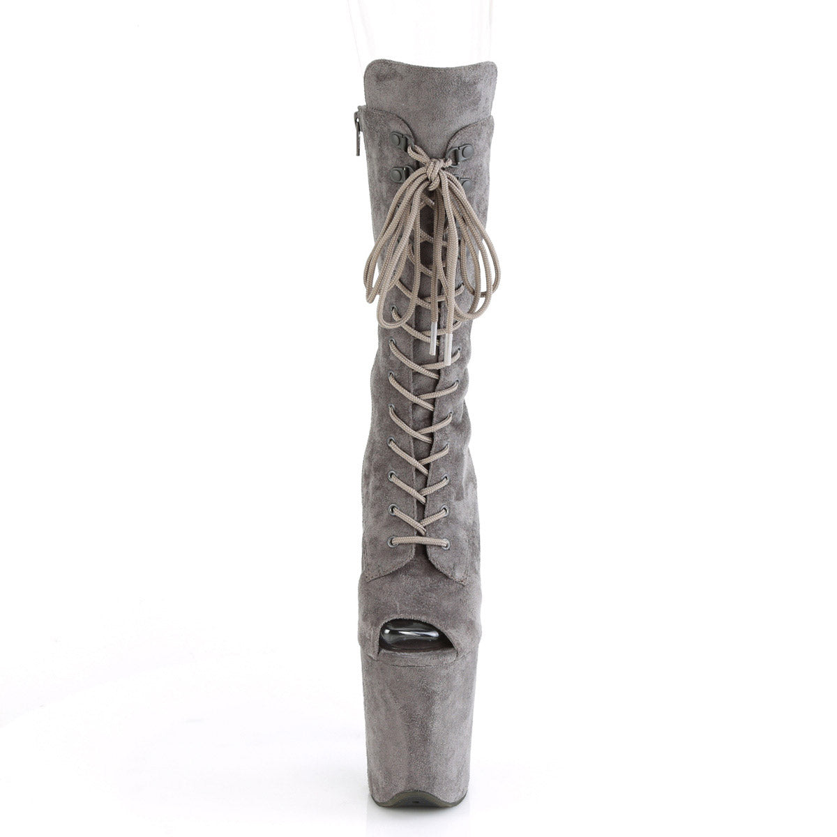 8" Heel, 4" Pf Peep Toe Lace-up Mid Calf Boot, Side Zip Pleaser Pleaser FLAMINGO/1051FS