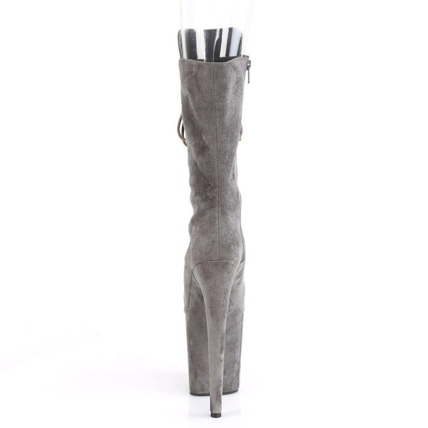 8" Heel, 4" Pf Peep Toe Lace-up Mid Calf Boot, Side Zip Pleaser Pleaser FLAMINGO/1051FS