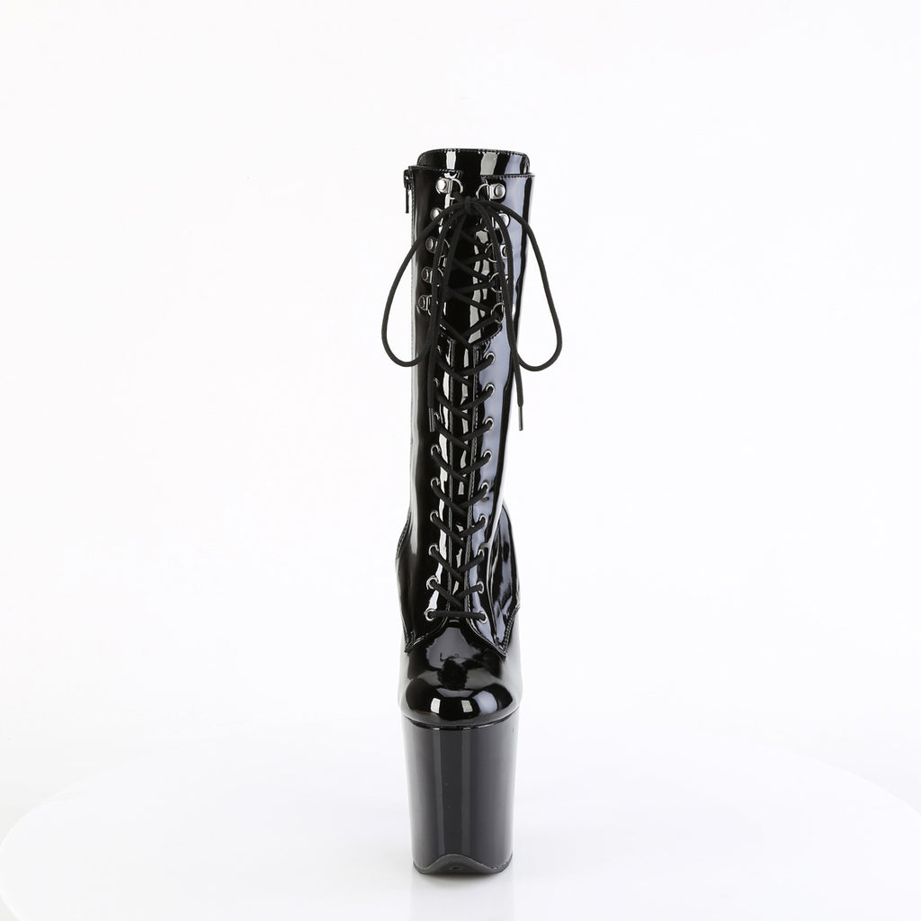 8" Heel, 4" Pf Lace-Up Front Mid Calf Boot, Side Zip Pleaser Pleaser FLAMINGO/1054