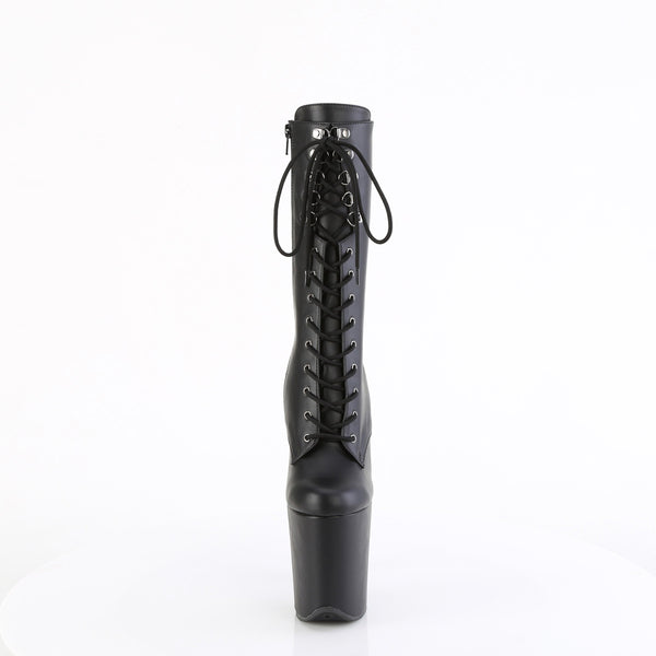 8" Heel, 4" Pf Lace-Up Front Mid Calf Boot, Side Zip Pleaser Pleaser FLAMINGO/1054