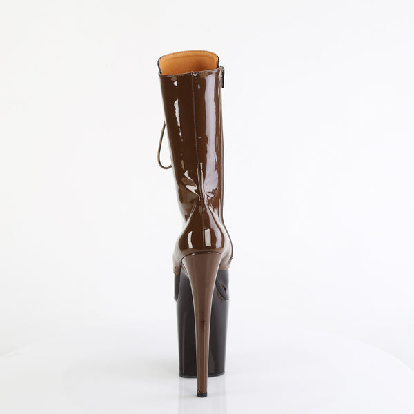 8" Heel, 4" Pf Two Tone Lace-Up Mid Calf Boot, Side Zip Pleaser Pleaser FLAMINGO/1054DC