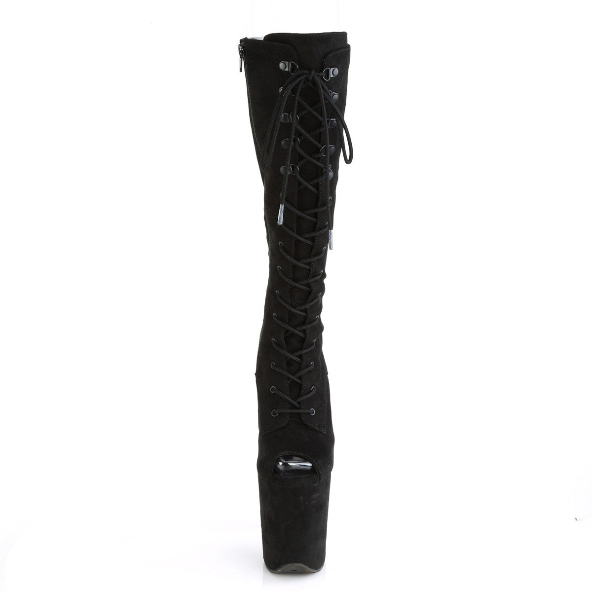 8" Heel, 4" Pf Peep Toe Lace-up Knee Boot, Side Zip Pleaser Pleaser FLAMINGO/2051FS