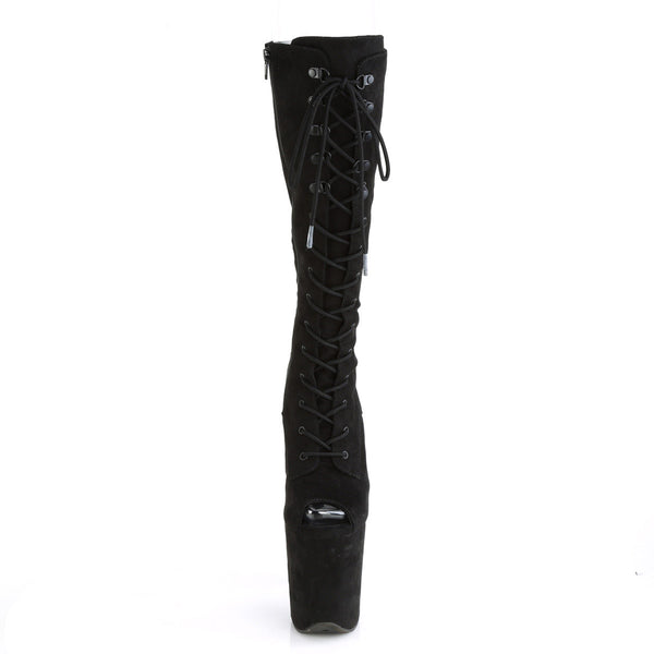 8" Heel, 4" Pf Peep Toe Lace-up Knee Boot, Side Zip Pleaser Pleaser FLAMINGO/2051FS