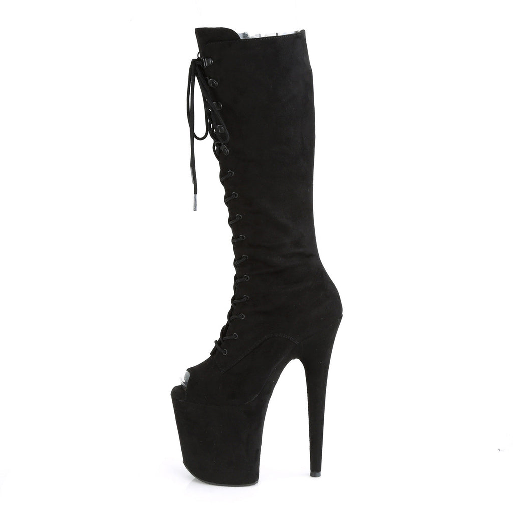 8" Heel, 4" Pf Peep Toe Lace-up Knee Boot, Side Zip Pleaser Pleaser FLAMINGO/2051FS