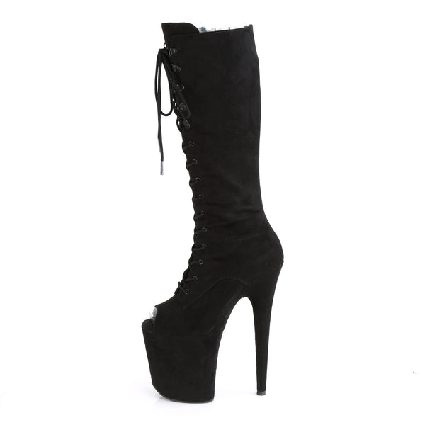 8" Heel, 4" Pf Peep Toe Lace-up Knee Boot, Side Zip Pleaser Pleaser FLAMINGO/2051FS