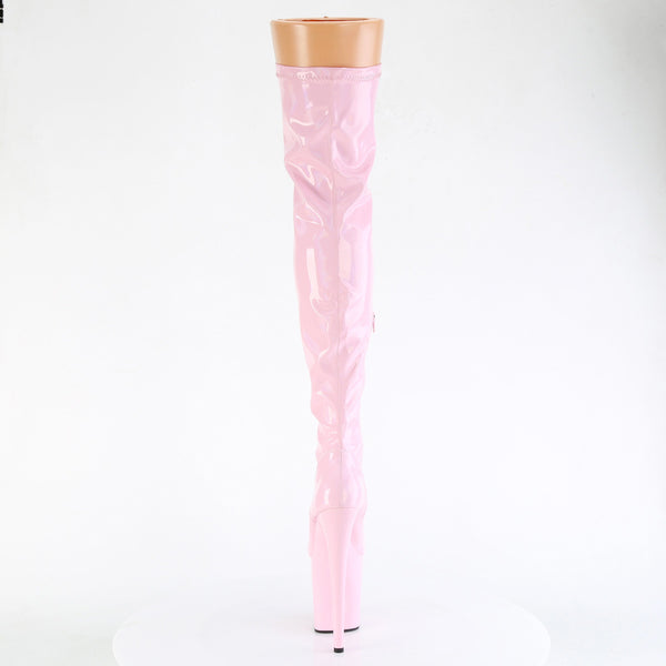 8" Heel, 4" Pf Stretch Thigh Boot, Side Zip Pleaser Pleaser FLAMINGO/3000HWR