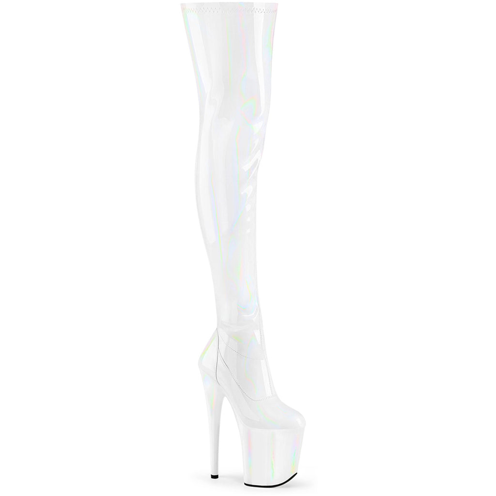8" Heel, 4" Pf Stretch Thigh Boot, Side Zip Pleaser Pleaser FLAMINGO/3000HWR
