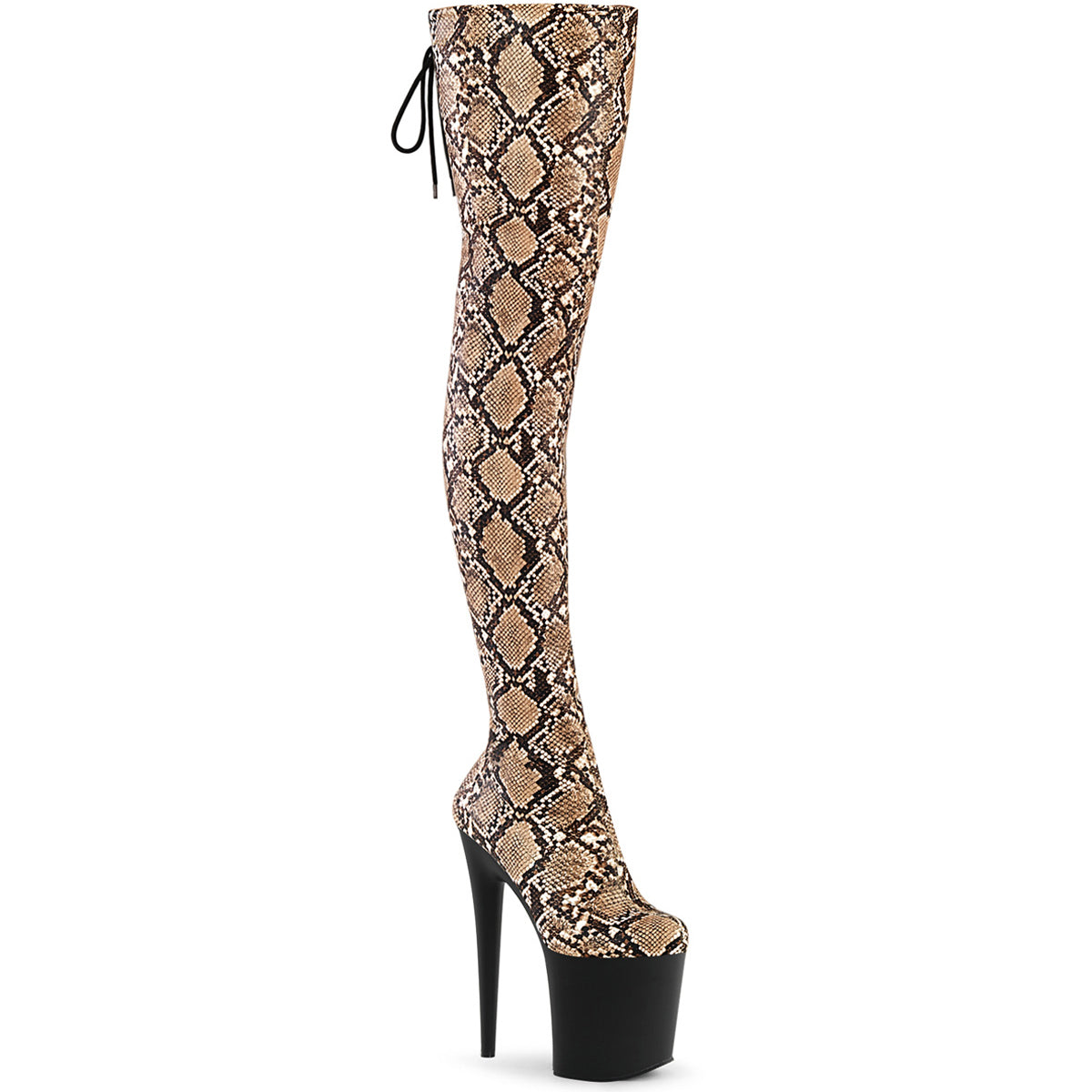 8" Heel, 4" Pf Stretch Snake Print Pull-On Thigh Boot Secondary image