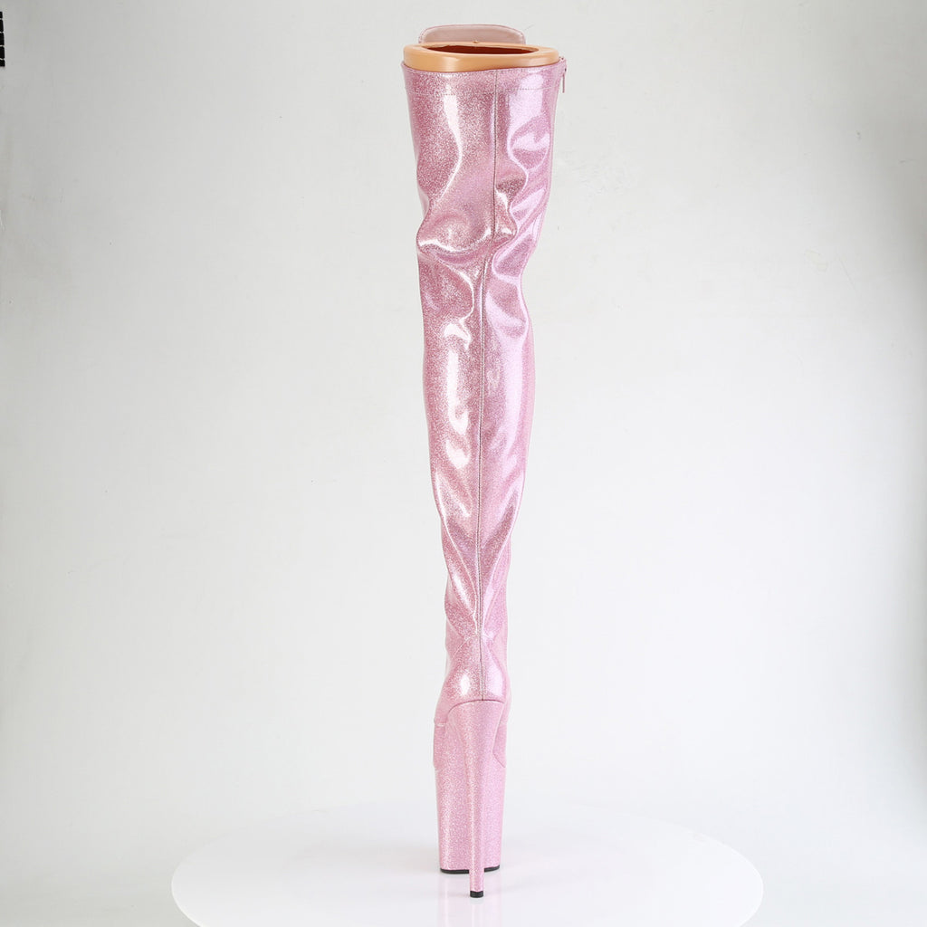 8" Heel, 4" Pf Lace-Up Stretch Thigh Boot, Side Zip Pleaser Pleaser FLAMINGO/3020GP
