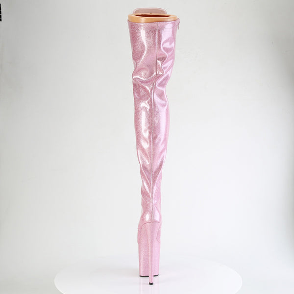 8" Heel, 4" Pf Lace-Up Stretch Thigh Boot, Side Zip Pleaser Pleaser FLAMINGO/3020GP