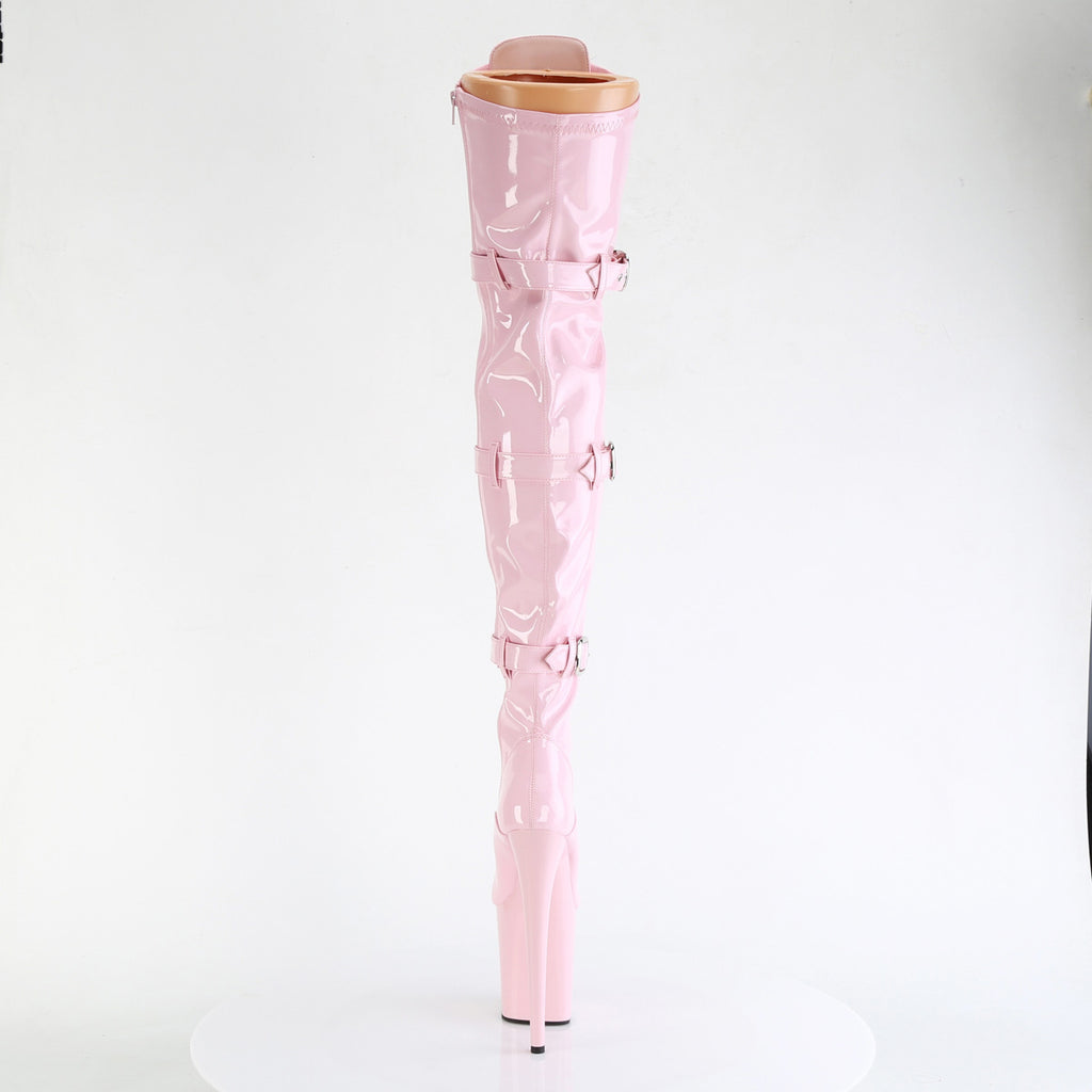 8" Heel, 4" Pf Lace-Up Front Thigh High Boot, Side Zip Pleaser Pleaser FLAMINGO/3028