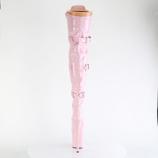 8" Heel, 4" Pf Lace-Up Front Thigh High Boot, Side Zip Pleaser Pleaser FLAMINGO/3028