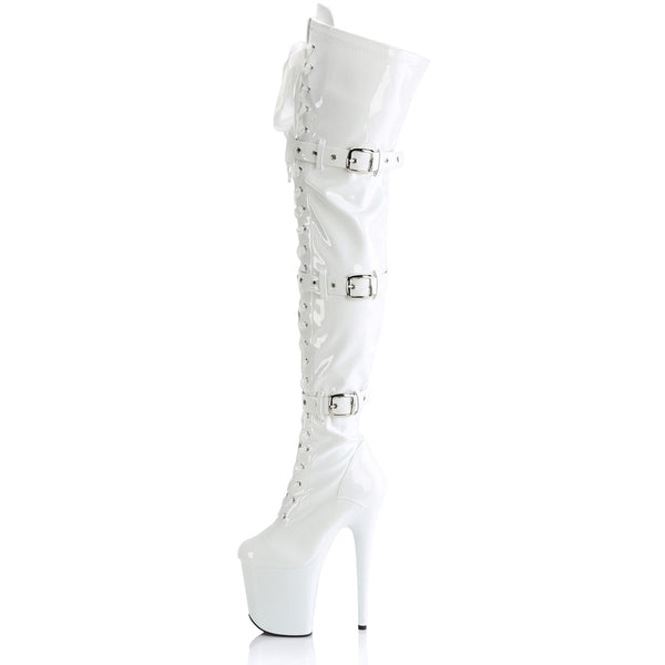8" Heel, 4" Pf Lace-Up Front Thigh High Boot, Side Zip Pleaser Pleaser FLAMINGO/3028
