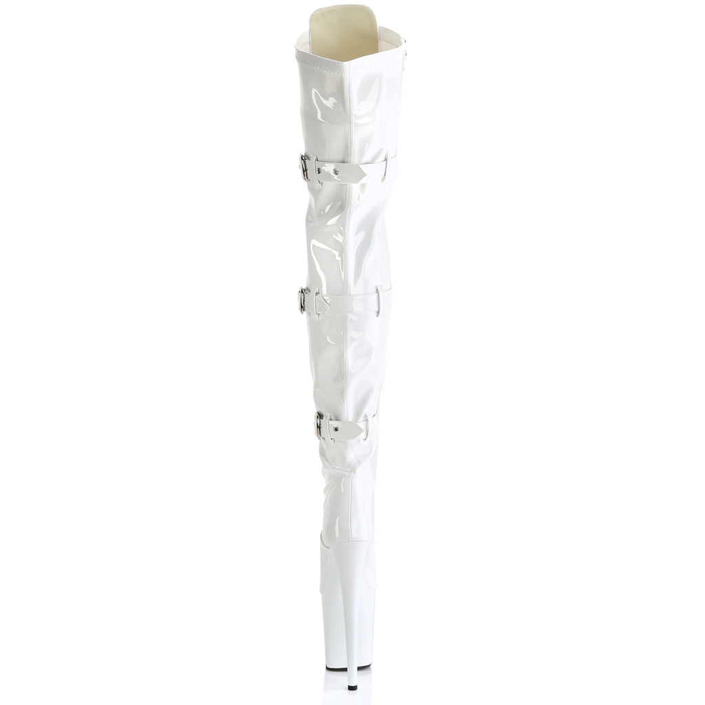 8" Heel, 4" Pf Lace-Up Front Thigh High Boot, Side Zip Pleaser Pleaser FLAMINGO/3028