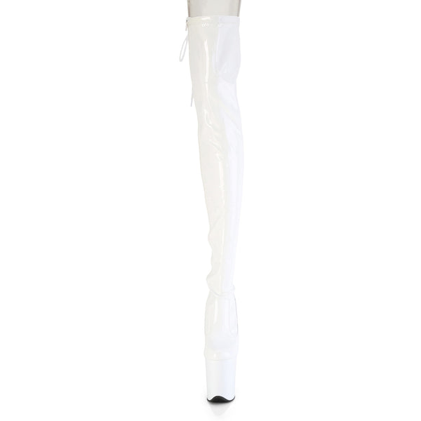 8" Heel, 4" Pf Lace-Up Back Stretch Thigh Boot, Side Zip Pleaser Pleaser FLAMINGO/3850