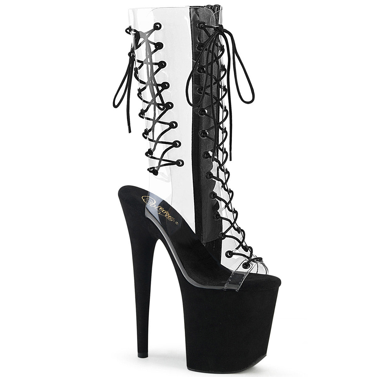 *8" Heel, 4" PF Lace-Up Mid Calf Boot, Side Zip Pleaser Pleaser FLAMINGO/800/60FS Main image