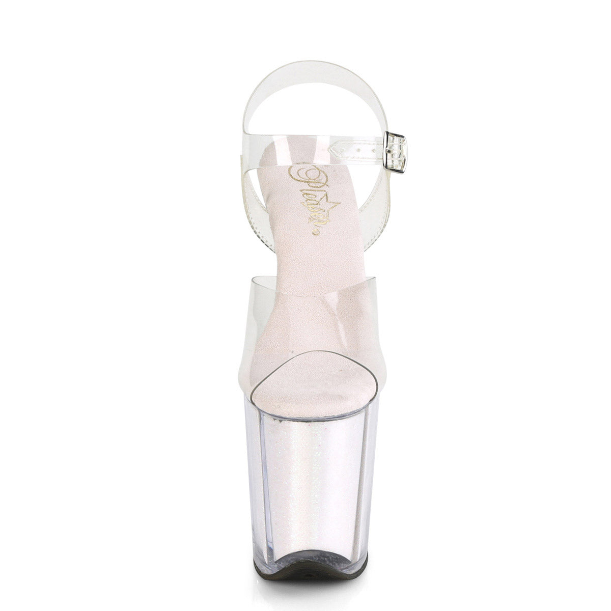 8" Heel, 4" Pf Ankle Strap Sandal W/glitter Insert Pleaser Pleaser FLAMINGO/808G