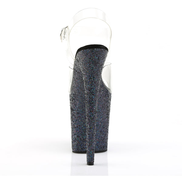 8" Heel, 4" Pf Ankle Strap Sandal W/Holographic Glitter Cov Pleaser Pleaser FLAMINGO/808LG