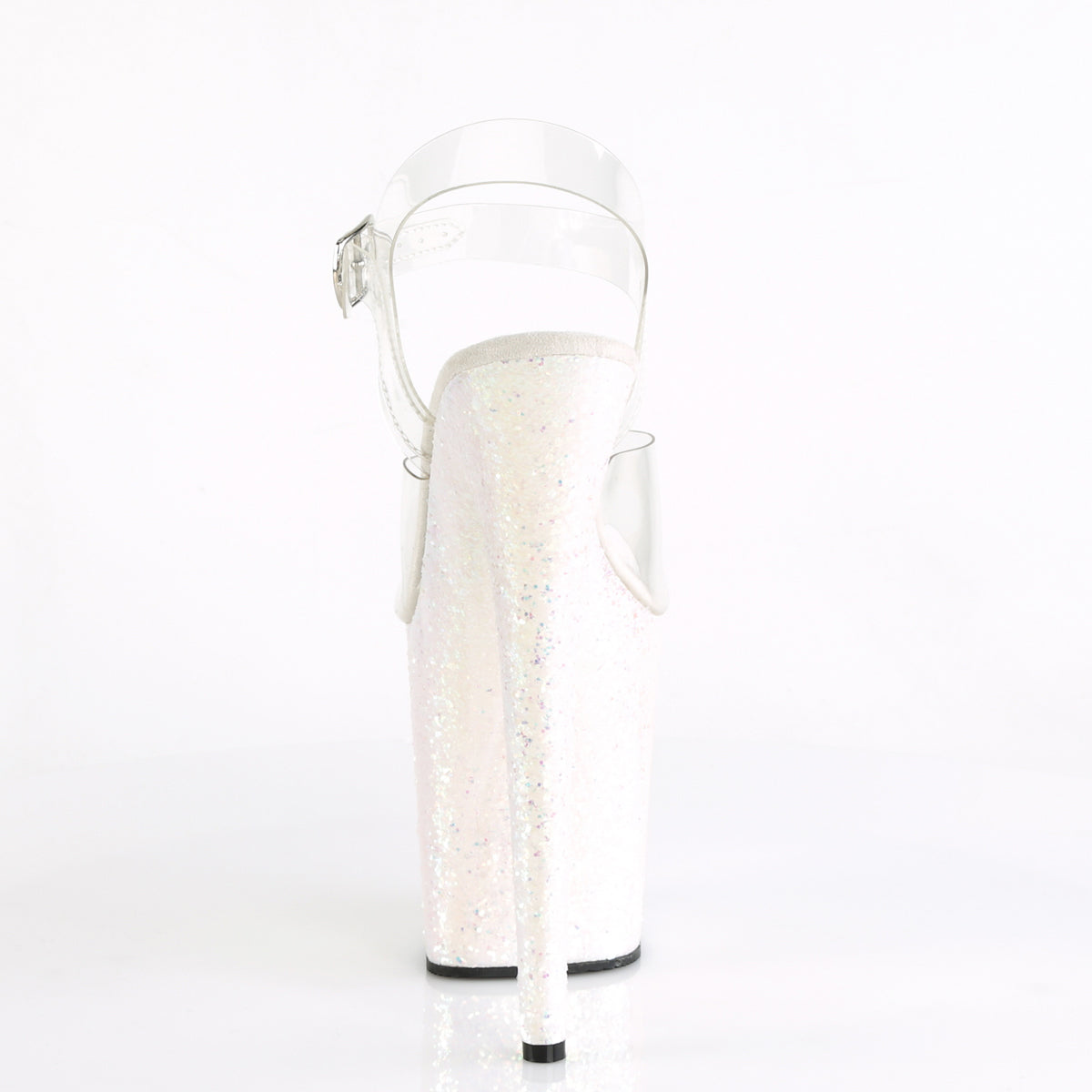 8" Heel, 4" Pf Ankle Strap Sandal W/ Glitter Bottom Pleaser Pleaser FLAMINGO/808LG