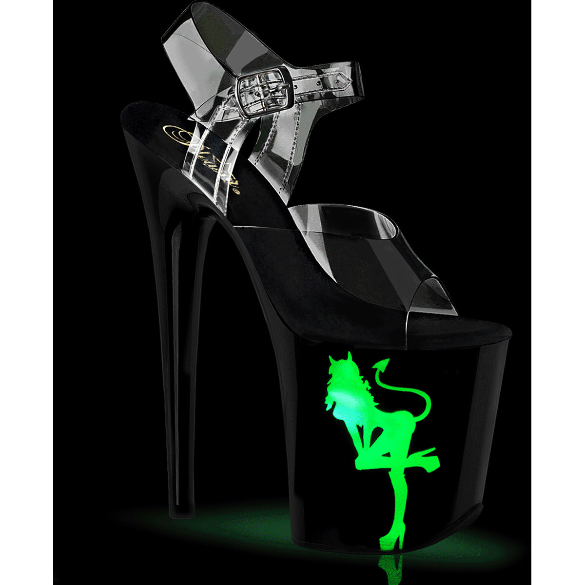 8" Heel, 4" Pf Led Illuminated Ankle Strap Sandal Pleaser Pleaser FLAMINGO/808NLDG Main image