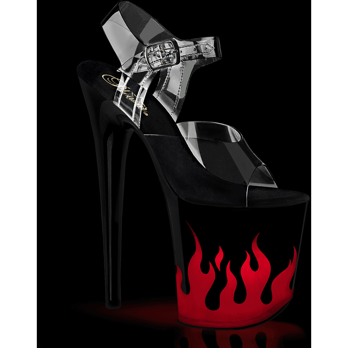 8" Heel, 4" Pf Led Illuminated Ankle Strap Sandal Pleaser Pleaser FLAMINGO/808NLFL Main image