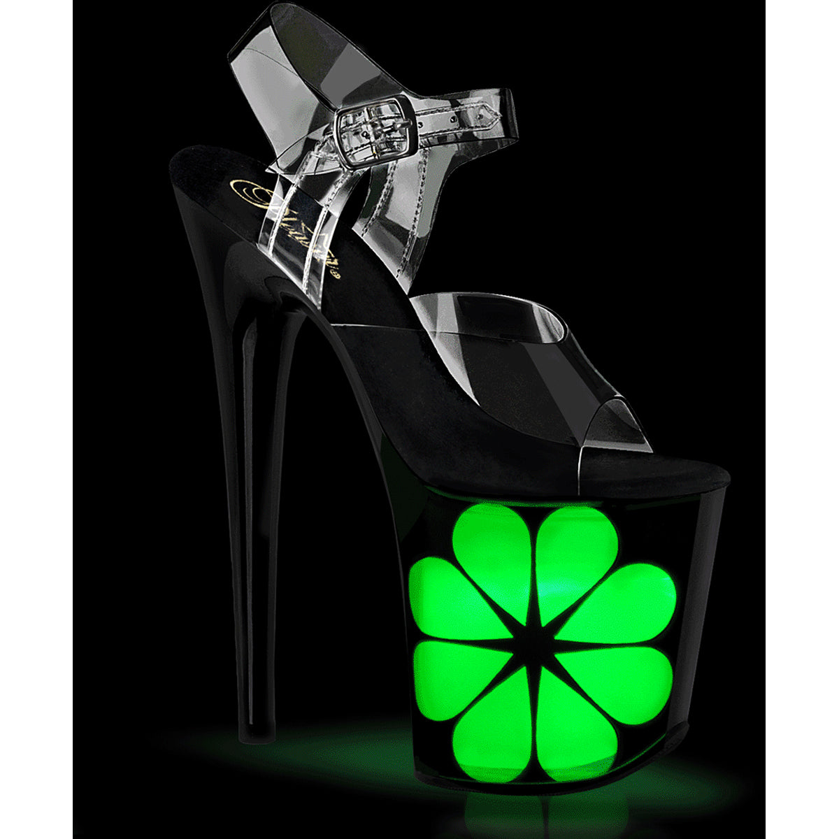 8" Heel, 4" Pf Led Illuminated Ankle Strap Sandal Pleaser Pleaser FLAMINGO/808NLHS