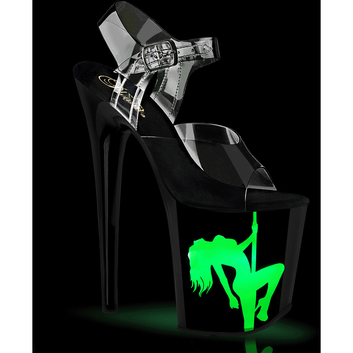8" Heel, 4" Pf Led Illuminated Ankle Strap Sandal Pleaser Pleaser FLAMINGO/808NLSG