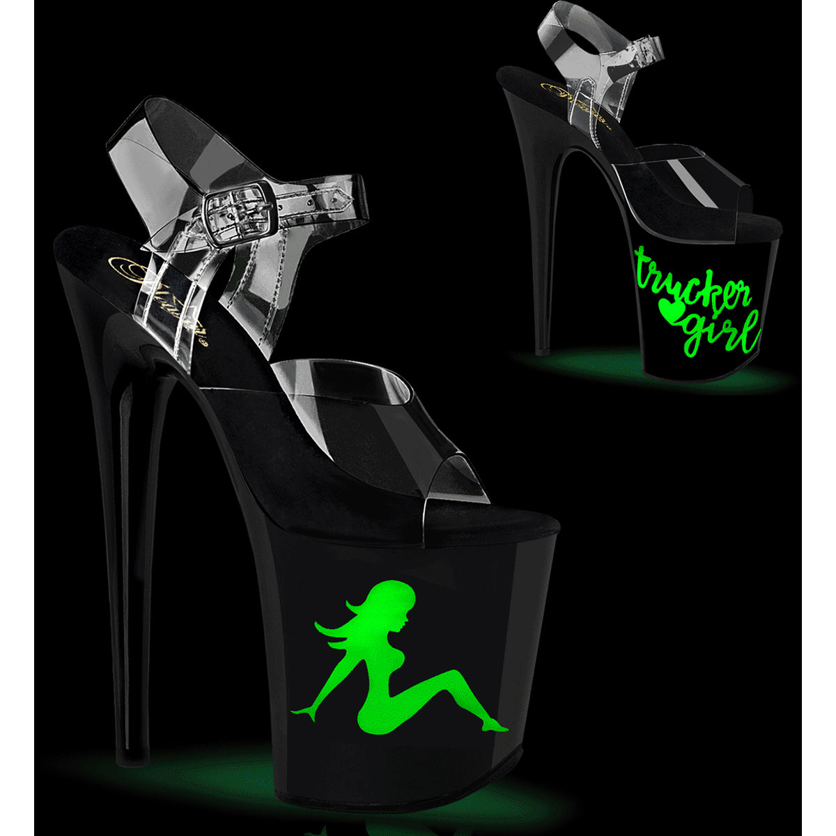 8" Heel, 4" Pf Led Illuminated Ankle Strap Sandal Pleaser Pleaser FLAMINGO/808NLTG