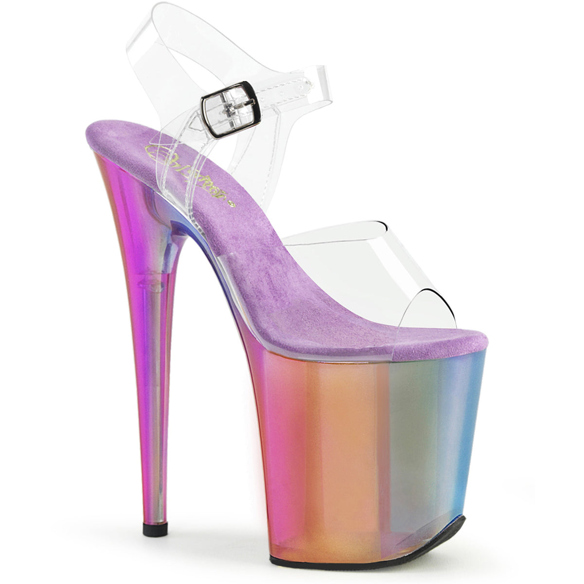 8" Heel, 4" Rainbow Misty Tinted Pf Ankle Strap Sandal Pleaser Pleaser FLAMINGO/808RMT Main image