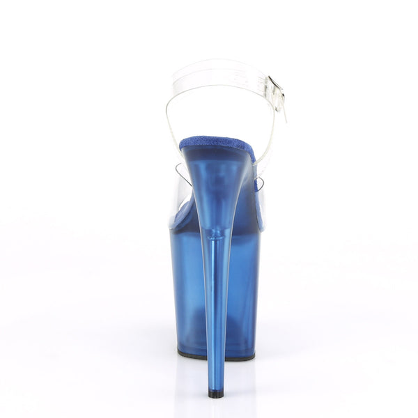 8" Heel, 4" Tinted PF Ankle Strap Sandal Pleaser  FLAMINGO/808T