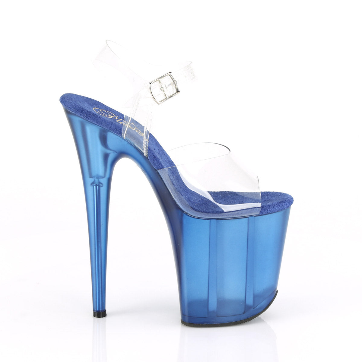 8" Heel, 4" Tinted PF Ankle Strap Sandal Pleaser  FLAMINGO/808T