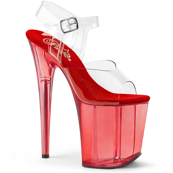 8" Heel, 4" Tinted Pf Ankle Strap Sandal Pleaser Pleaser FLAMINGO/808T