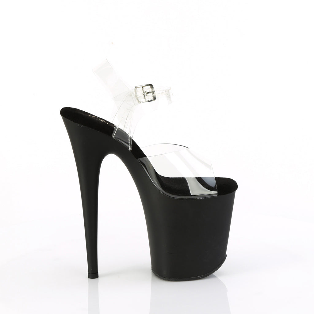 8" Heel, 4" Pf Ankle Strap Sandal W/Rs Trucker Girl Pleaser Pleaser FLAMINGO/808TGRS