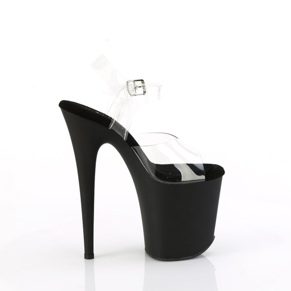 8" Heel, 4" Pf Ankle Strap Sandal W/Rs Trucker Girl Pleaser Pleaser FLAMINGO/808TGRS