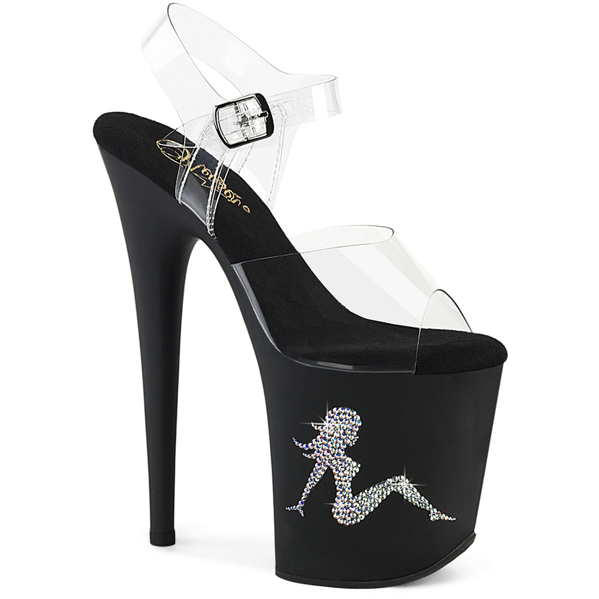 8" Heel, 4" Pf Ankle Strap Sandal W/Rs Trucker Girl Pleaser Pleaser FLAMINGO/808TGRS Main image