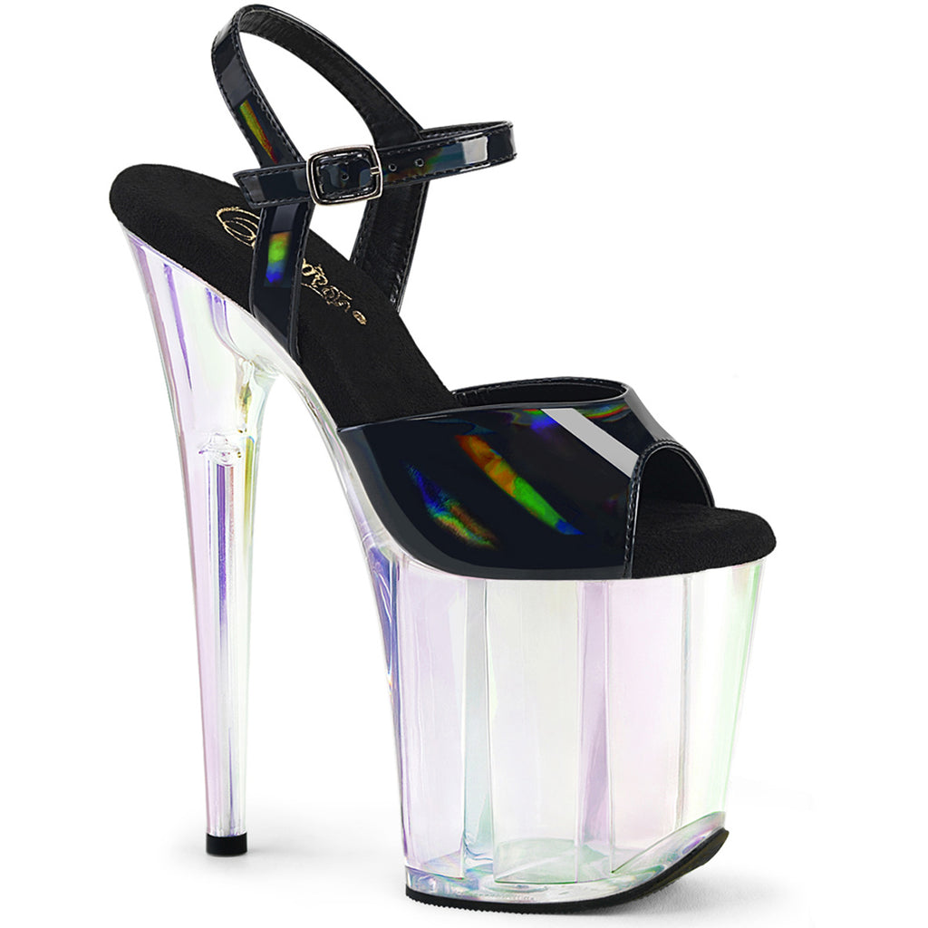 8" Heel, 4" Holo Tinted Pf Ankle Strap Sandal Pleaser Pleaser FLAMINGO/809HT