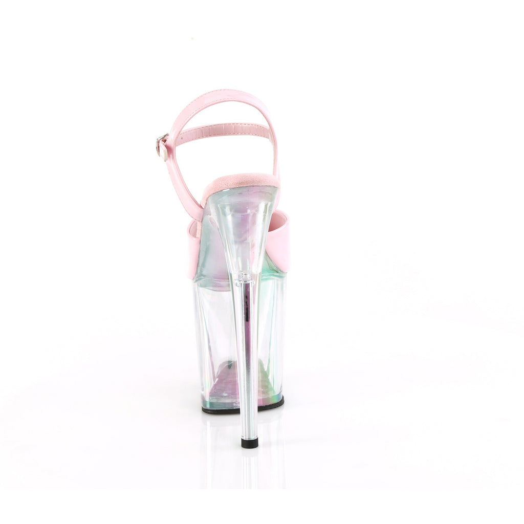 8" Heel, 4" Holo Tinted Pf Ankle Strap Sandal Pleaser Pleaser FLAMINGO/809HT