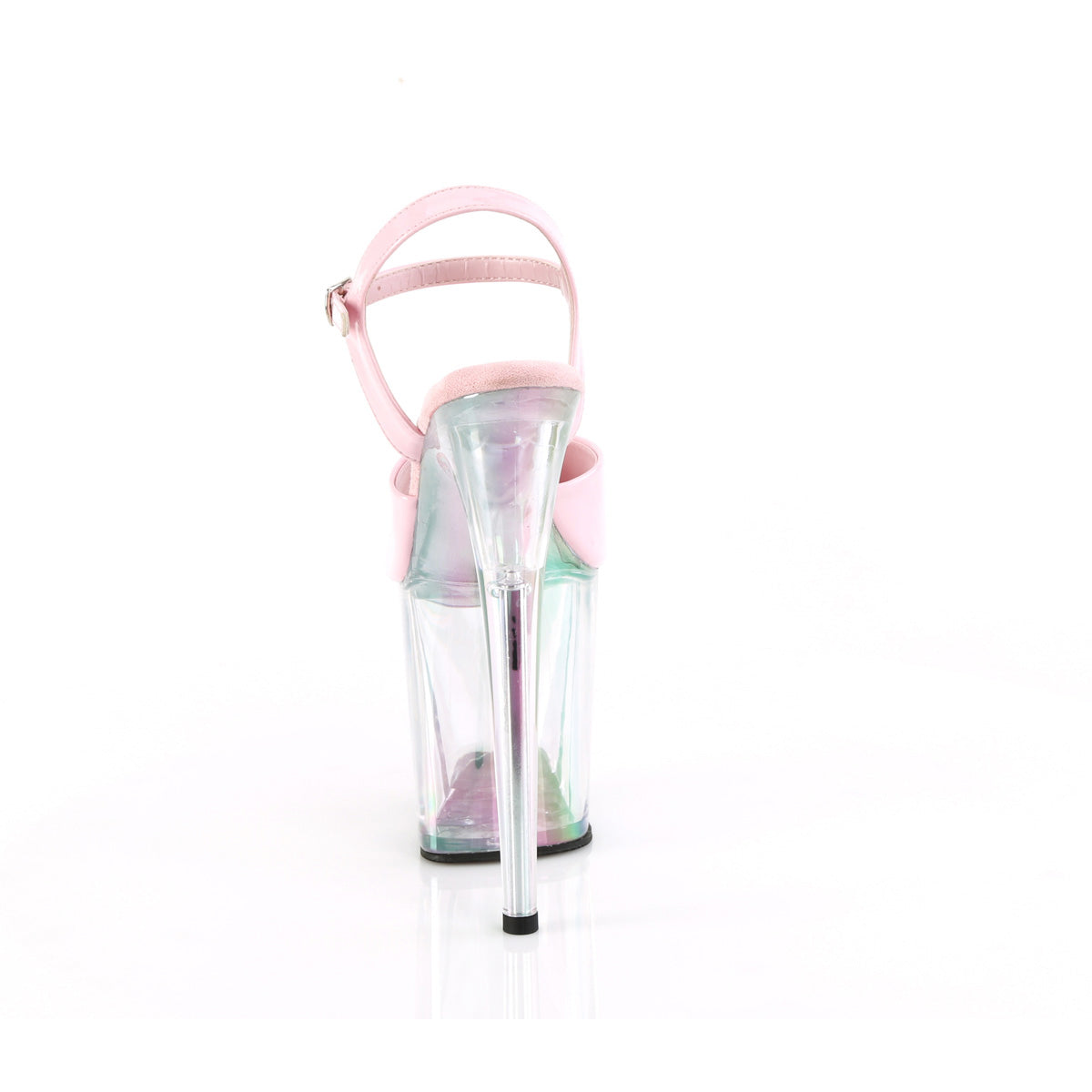 8" Heel, 4" Holo Tinted Pf Ankle Strap Sandal Pleaser Pleaser FLAMINGO/809HT