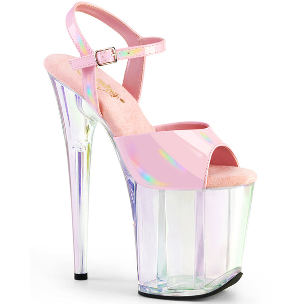 8" Heel, 4" Holo Tinted Pf Ankle Strap Sandal Pleaser Pleaser FLAMINGO/809HT