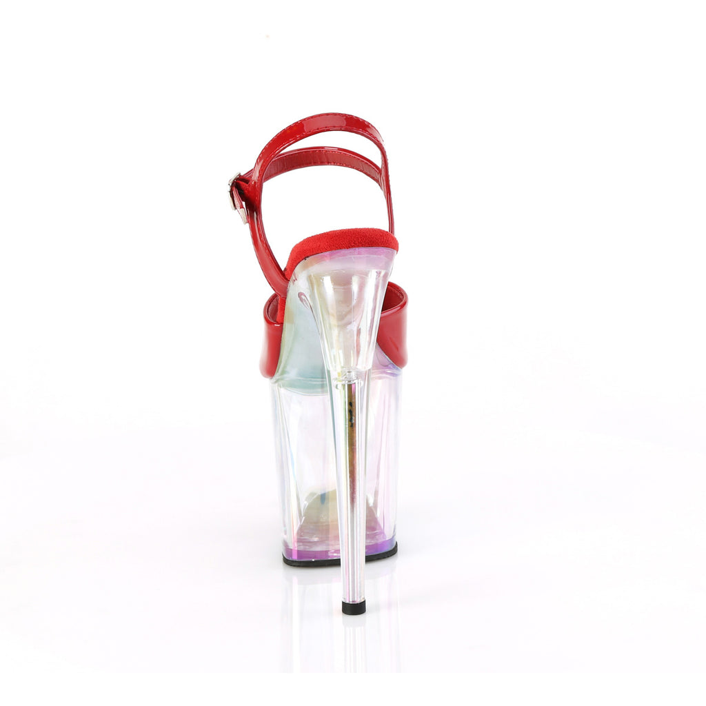 8" Heel, 4" Holo Tinted Pf Ankle Strap Sandal Pleaser Pleaser FLAMINGO/809HT