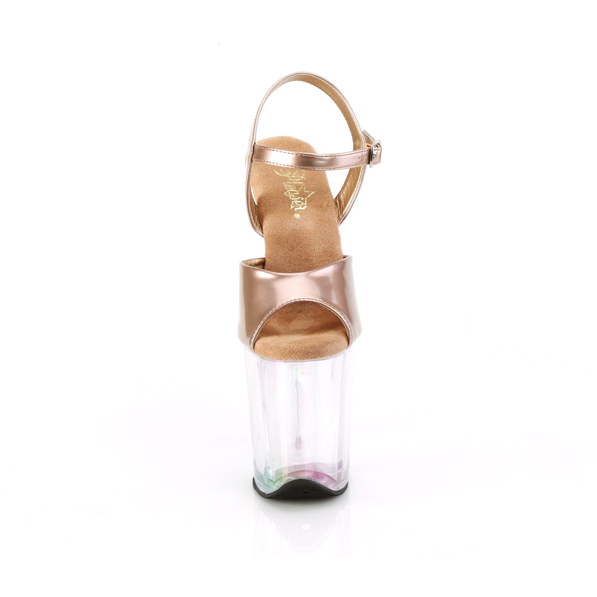 8" Heel, 4" Holo Tinted Pf Ankle Strap Sandal Pleaser Pleaser FLAMINGO/809HT