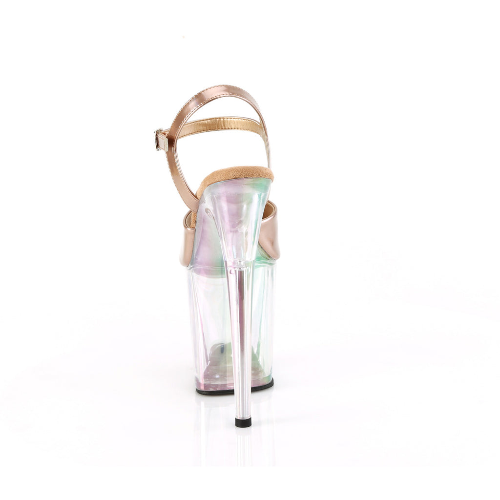 8" Heel, 4" Holo Tinted Pf Ankle Strap Sandal Pleaser Pleaser FLAMINGO/809HT