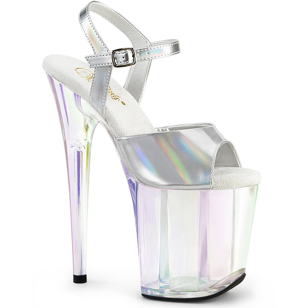 8" Heel, 4" Holo Tinted Pf Ankle Strap Sandal Pleaser Pleaser FLAMINGO/809HT